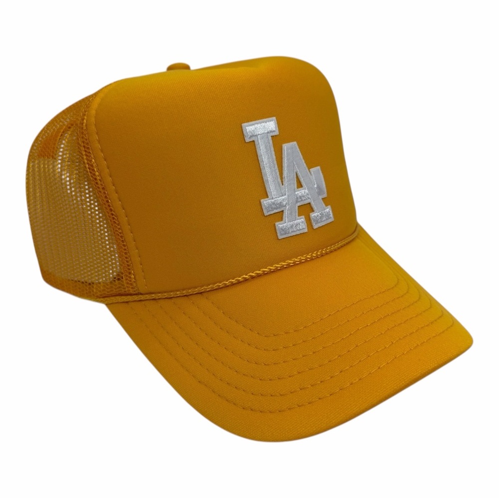 NEW VINTAGE STYLE LOS ANGELES LA YELLOW TRUCKER HAT CAP…
